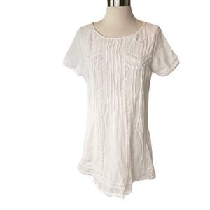 Sanctuary Dress Womens Crochet Lace Short Sleeve Lined Boho Summer White Small